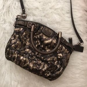 Coach sequin cross body cheetah print purse